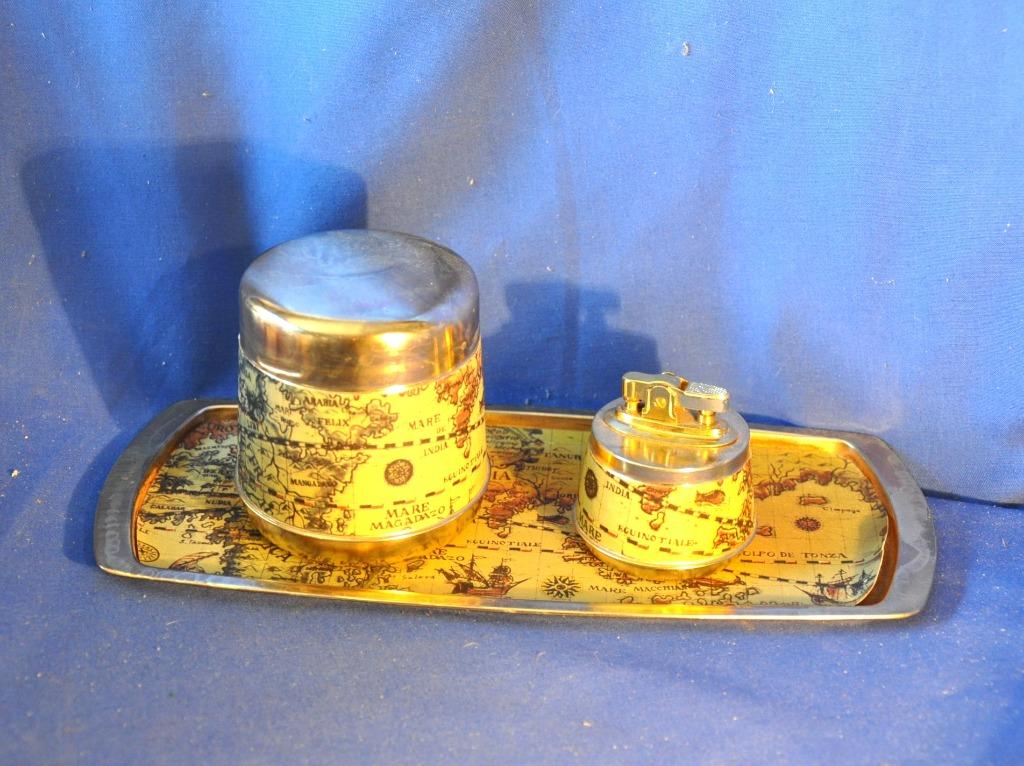service fumeur 3 pièces décor planisphère, Enlèvement ou Envoi, Utilisé, Autres types