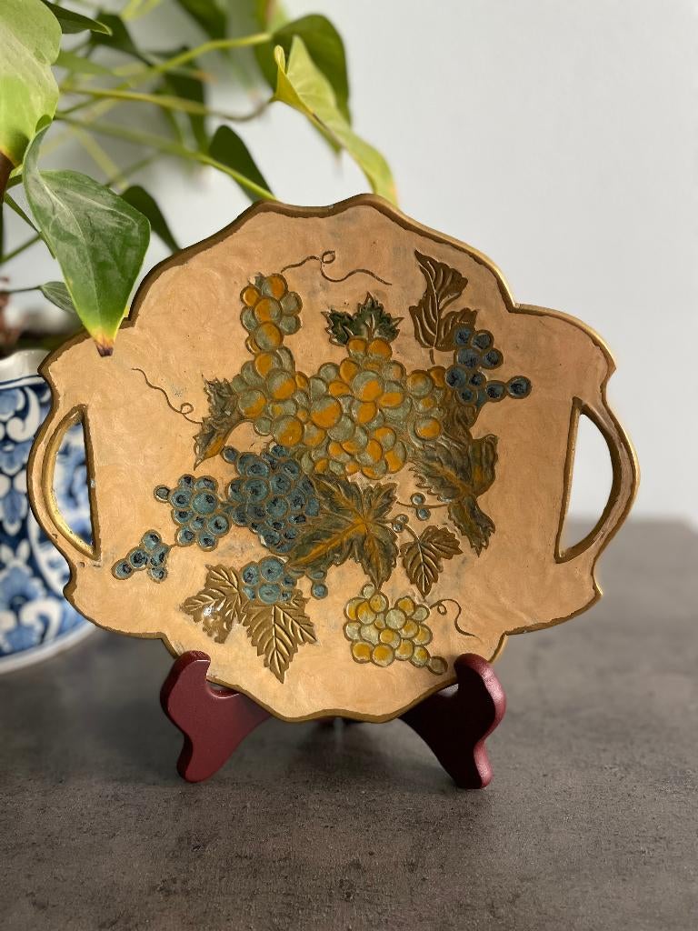 Vintage cloisonné dienblad, Ophalen, Koper