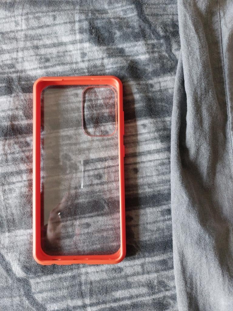 Samsung galaxy A52s rood transparant hoesje, Ophalen of Verzenden, Zo goed als nieuw, Overige modellen, Frontje of Cover