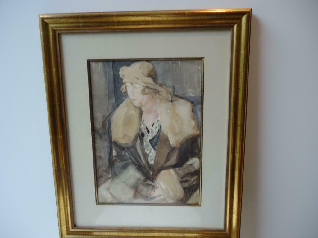 EMILE GASTEMANS gouache portrait de sa fille Isabelle signée, Antiquités & Art, Art | Peinture | Classique, Enlèvement