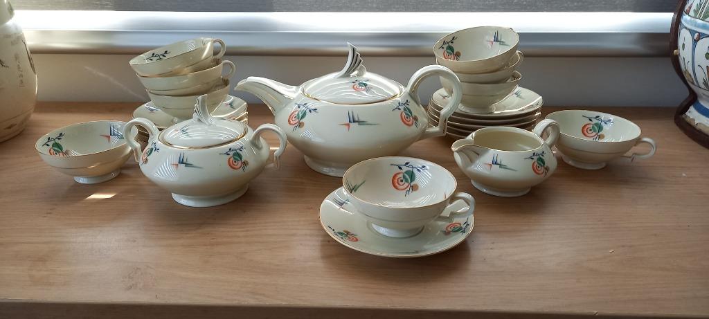 Art Deco Theeservies H&C Chodau Tsjecho-Slowakije, Antiquités & Art, Antiquités | Services (vaisselle) complet, Enlèvement ou Envoi