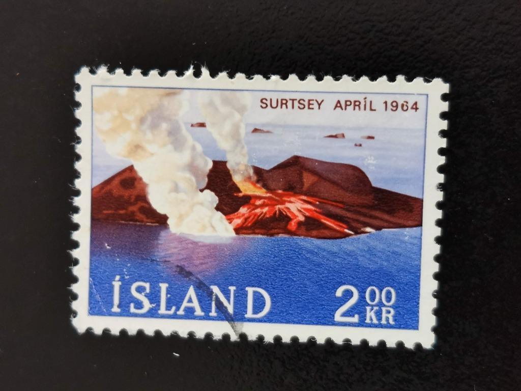 Ijsland 1965 - vulkanisch eiland Surtsey - lava krater, Ophalen of Verzenden, IJsland, Gestempeld