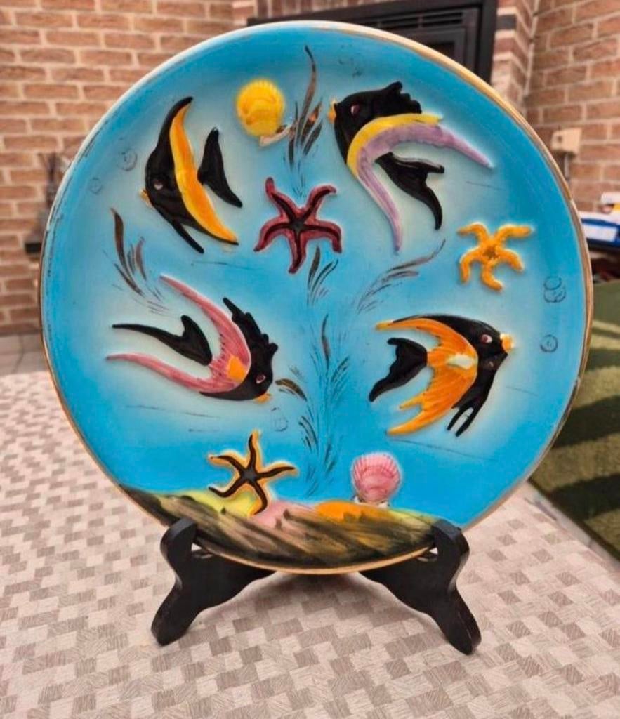 Vintage Cerdazur Monaco wandbord/ muurdecoratie met vissen, Enlèvement ou Envoi