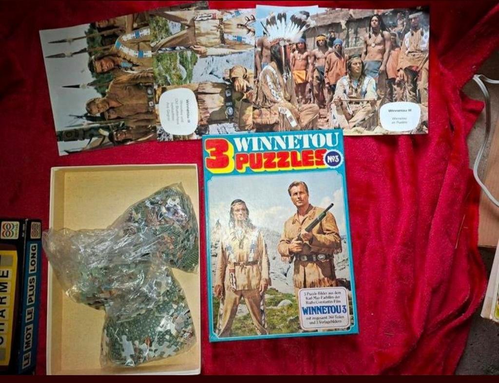 Lot de puzzle indiens cowboy anciens winnetou Pierre Brice, Ophalen of Verzenden