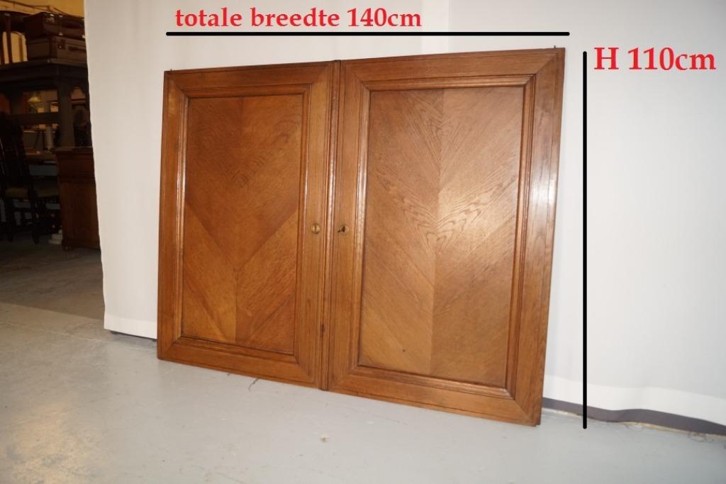 Set van 2 grote Louis Philippe kast-deuren zware eik 110x70, Ophalen