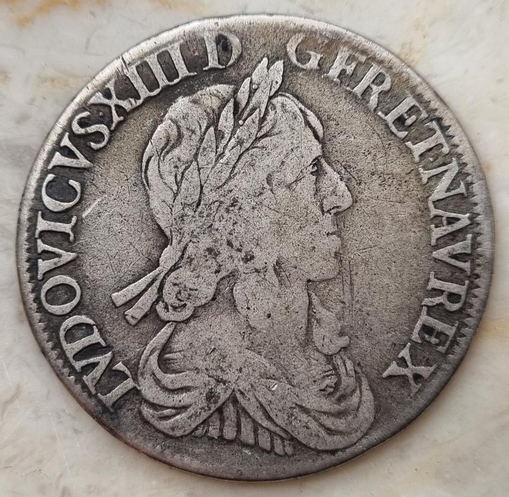 1/2 Ecu 1642 A Lodewijk XIII / Zeldzaam ! Goede conditie, Ophalen of Verzenden, Frankrijk, Losse munt, Zilver
