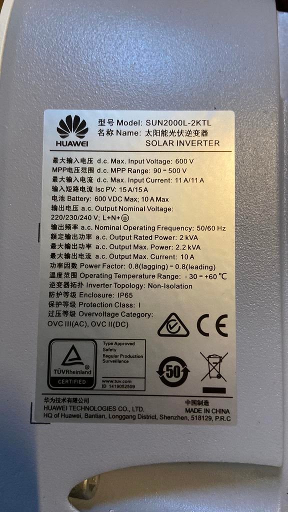 Omvormer 2.2kva Huawei, Ophalen, Gebruikt, Overige typen