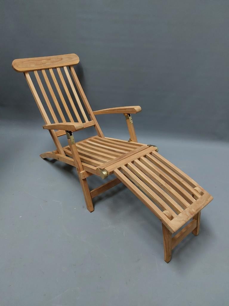 NOUVEAU Deckchair, Transat Pliable en Teck., Jardin & Terrasse, Enlèvement, Neuf, Pliant
