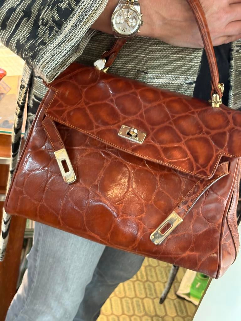 I SANTI - Made in Italy vintage croco tas, Enlèvement ou Envoi, Comme neuf