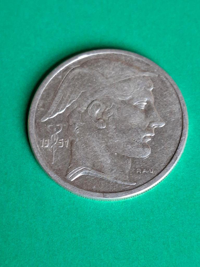 1951 België 50 francs in zilver Mercurius franse versie, Postzegels en Munten, Munten | België, Verzenden, Zilver, Losse munt