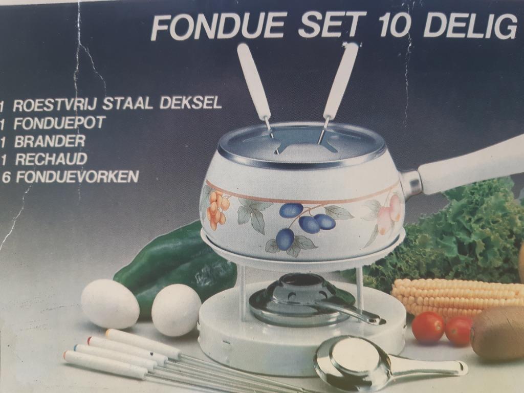 Retro fondueset, Huis en Inrichting, Ophalen, Gebruikt, Overige materialen, Overige typen