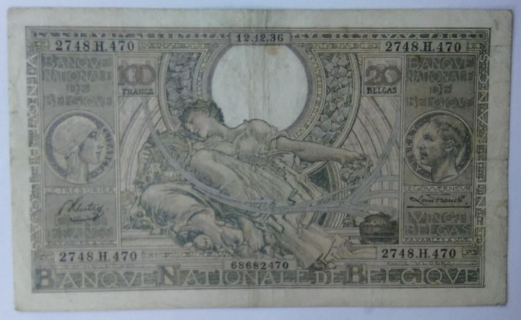100 francs belges modèle 1933 FR/VL floor - 12-12-1936, Timbres & Monnaies, Enlèvement ou Envoi, Billets en vrac