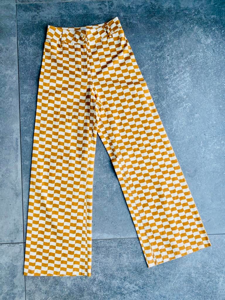 Lewis&Melly brede geruite broek hoge taille maat XXS / 32, Wit, Nieuw, Ophalen of Verzenden, Lewis & Melly