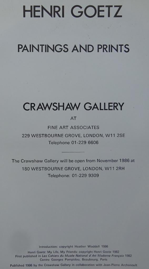 Henri Goetz, 50 years of painting, Crawshaw Gal London, 1986, Enlèvement ou Envoi, Utilisé, Peinture et dessin