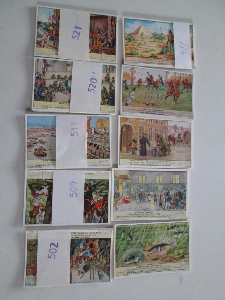 10 mooie reeksen van 6  Liebig prentjes , in heel mooie staa, Verzamelen, Foto, Ophalen of Verzenden, Zo goed als nieuw, 1940 tot 1960