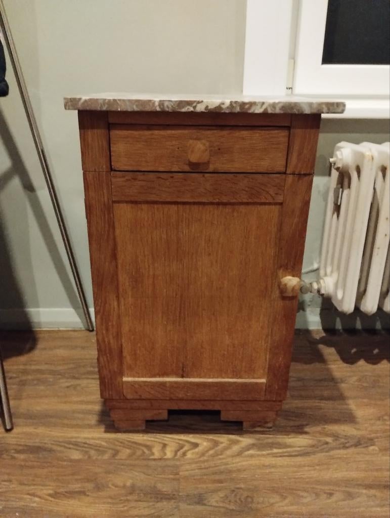 Vol eiken kastje met marmeren blad perfecte staat, Enlèvement