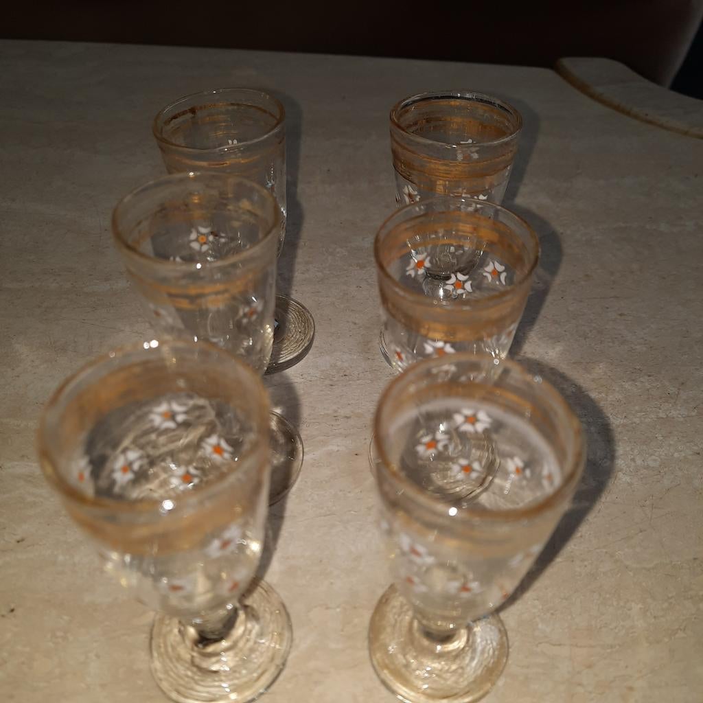 Druppelglazen , met de hand gemaakt , emaille versiering !, Enlèvement ou Envoi
