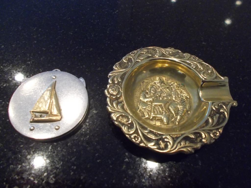 Vintage gesmeed koper asbakje decor + Nogent vijltje/mes =4€, Ophalen of Verzenden, Koper