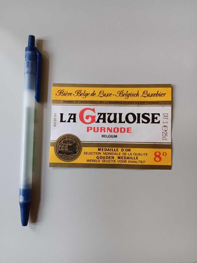Bieretiket La Gauloise Du Bocq Purnode, Ophalen of Verzenden, Gebruikt, Overige typen
