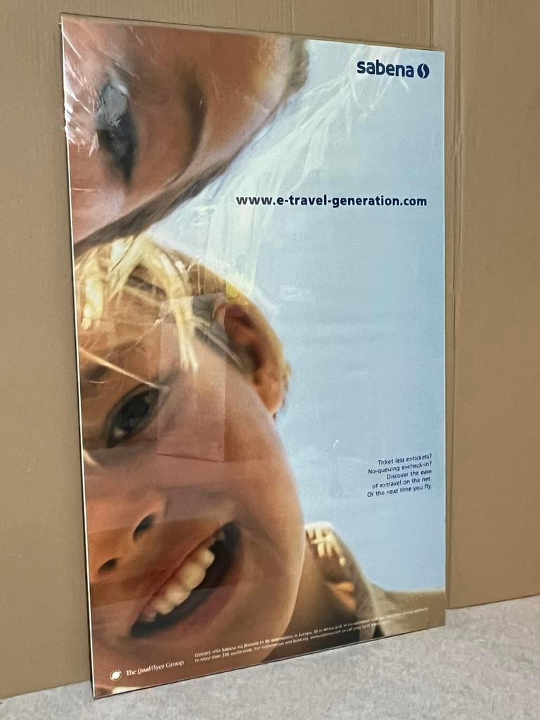 Affiche originale de Sabena dans un cadre en plexi, Enlèvement, Comme neuf, Carte, Photo ou Gravure