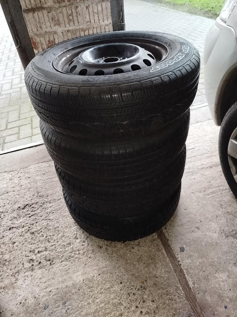4 stalen velgen (4X100 naafgat 54mm) met banden 175/70 R14, Auto-onderdelen, Ophalen, 14 inch, Gebruikt, 175 mm