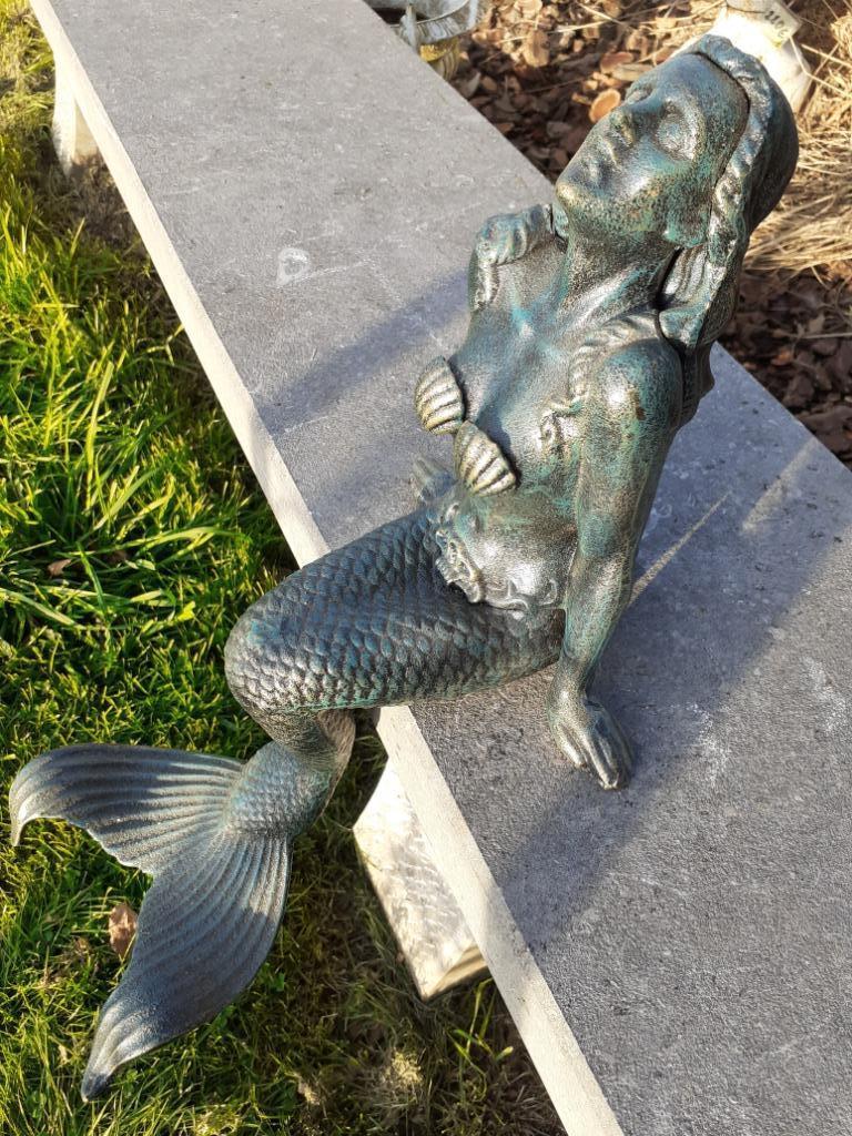 PRACHTIGE GEPATINEERDE GIETIJZEREN SIRENE, Tuin en Terras, Tuinbeelden, Ophalen of Verzenden, Nieuw, Overige materialen, Overige typen