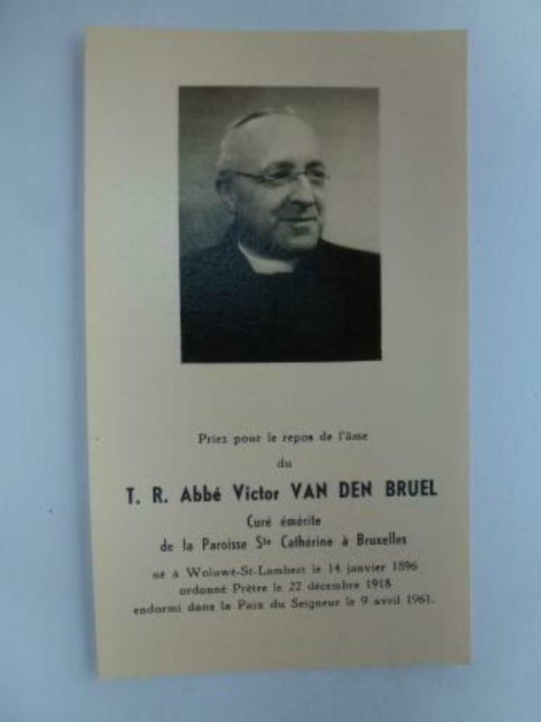 carte de mort Van Den Bruel Victor  Woluwe St Lambert 1896, Envoi, Carte de condoléances