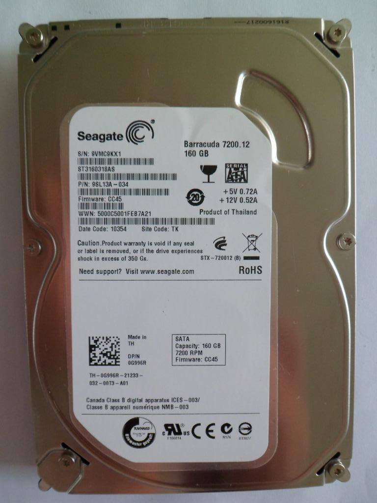 Disque dur Seagate 160 Go, 8 Mo de cache, 3,5 pouces, 7 200, Enlèvement ou Envoi, 160GB, Interne, Comme neuf