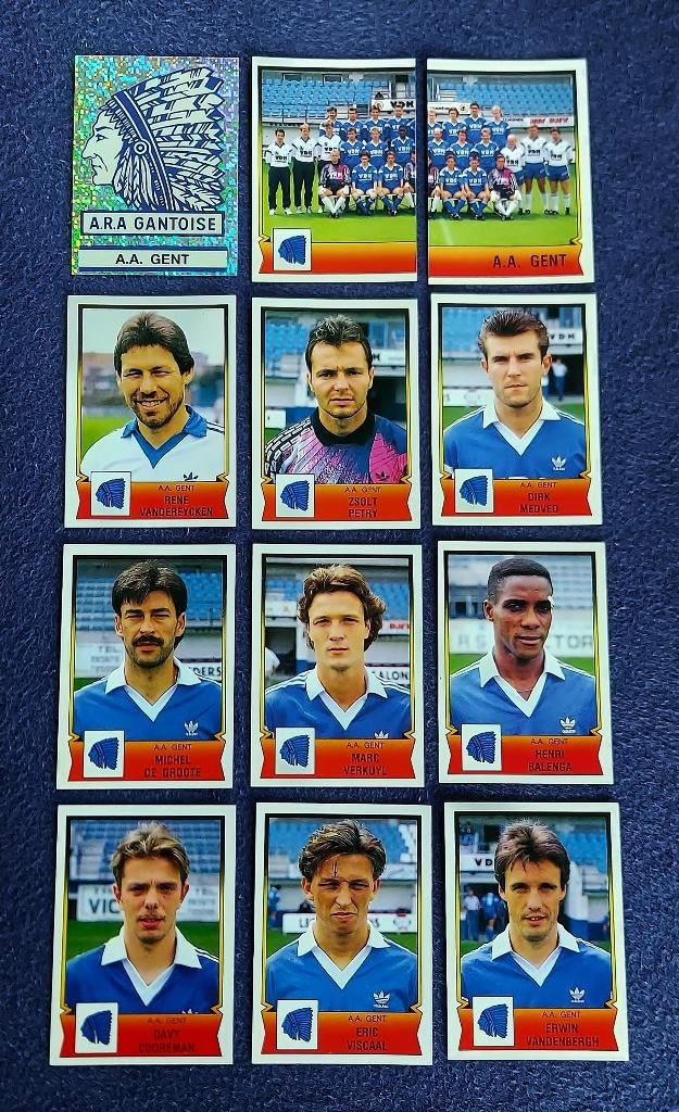 12 versch. Panini stickers voetbal  ' FB 1992 - AA Gent ', Ophalen of Verzenden, Nieuw, Meerdere stickers