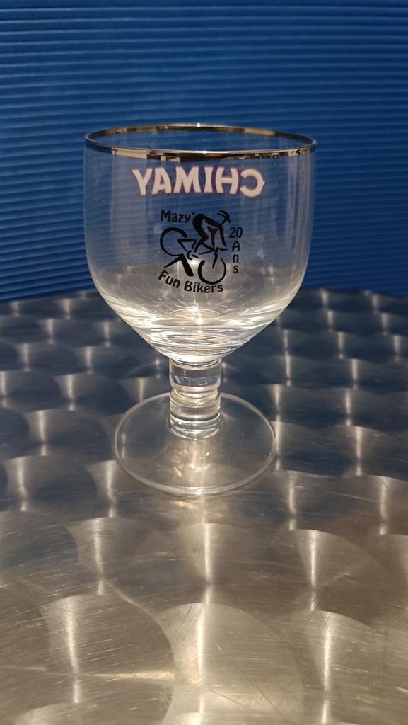 Verre Chimay 18cl - 20ans Mazy fun bikers, Ophalen of Verzenden, Zo goed als nieuw