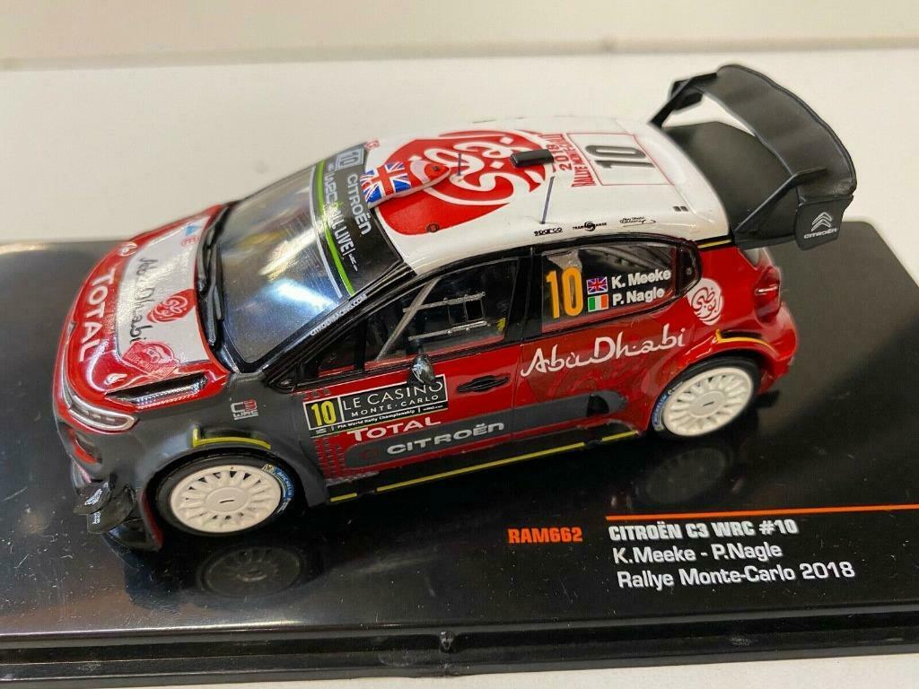 1:43 Ixo Citroen C3 WRC 2018 Rallye Monte Carlo #10, Enlèvement ou Envoi, Comme neuf, Voiture