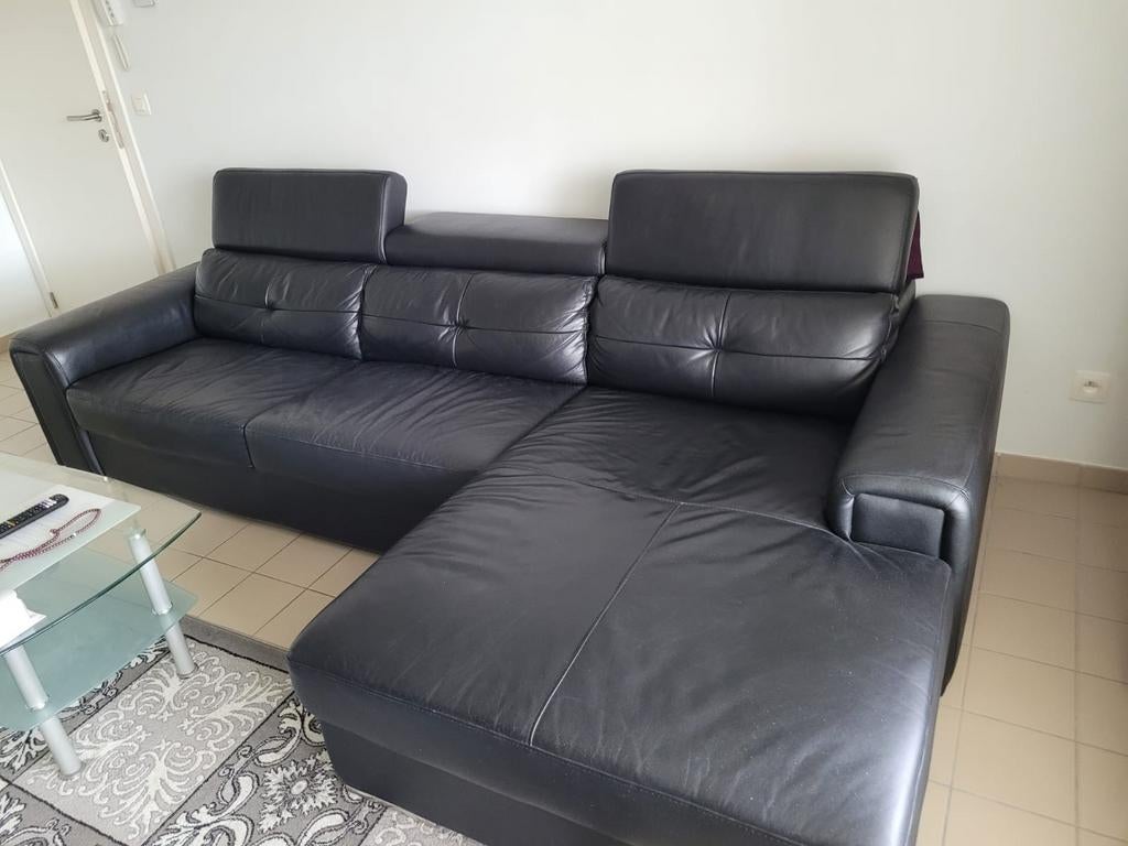 Zwarte leren zetel, Maison & Meubles, Canapés | Sofas & Chaises Longues, Enlèvement, Comme neuf