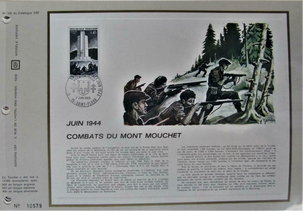 KUNSTBLAD nr.10579-OORLOG- FRANKRIJK-COMBATS DU MONT MOUCHET, Ophalen of Verzenden, Gestempeld, Overige thema's