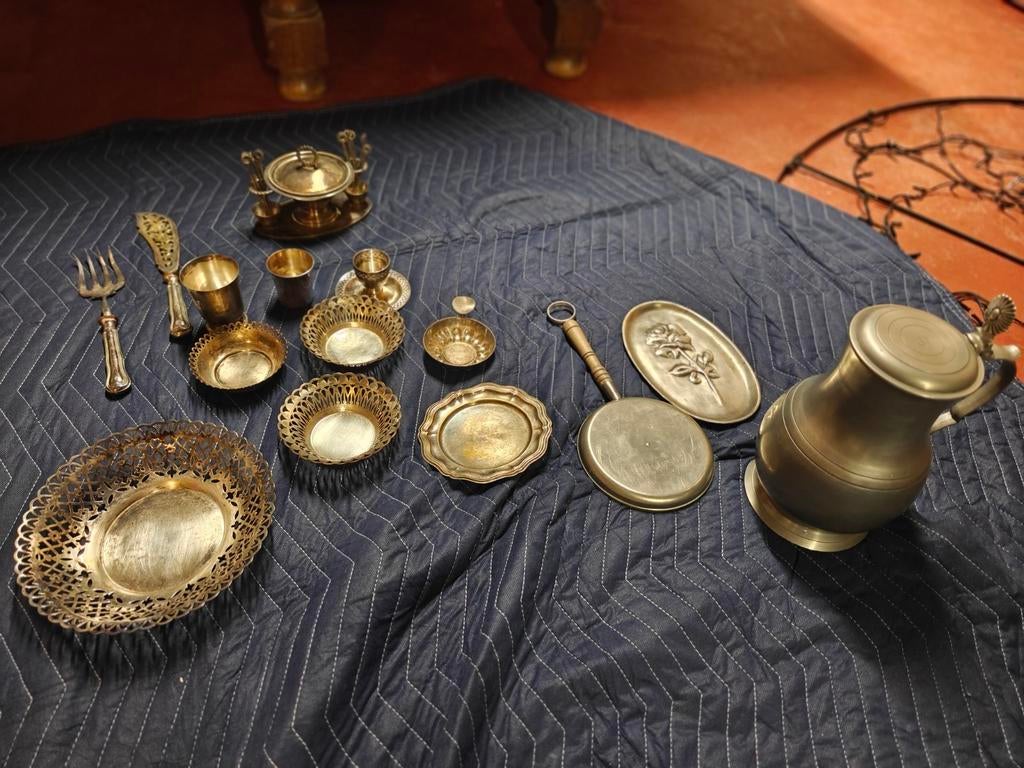 Lot zilver,verzilverd en tinnen voorwerpen, Antiek en Kunst, Ophalen