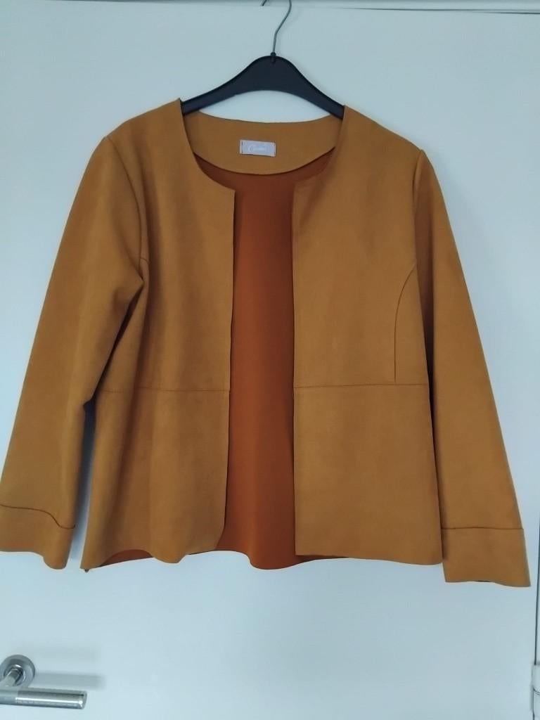 Okerkleurig jasje voor dames,suède,Cassis,maat:46., Kleding | Dames, Overige kleuren, Cassis, Maat 46/48 (XL) of groter, Ophalen of Verzenden