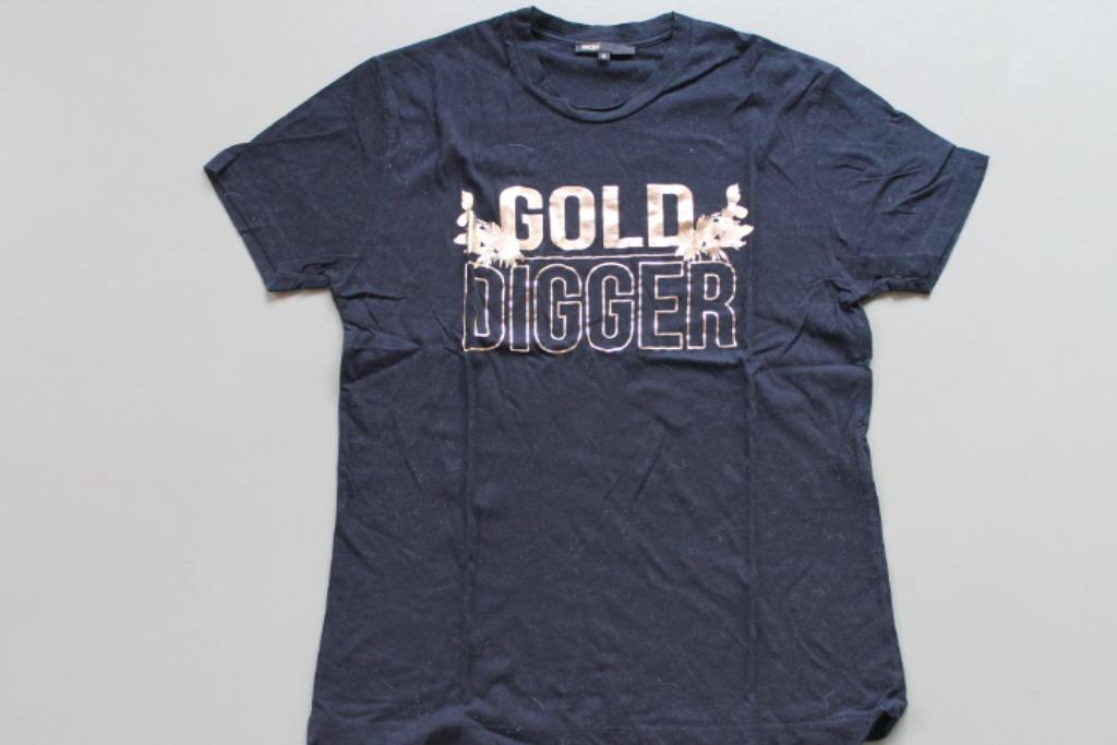 1 avond gedragen Maje t-shirt Golddigger, Maat 38/40 (M), Verzenden, Zwart, Korte mouw
