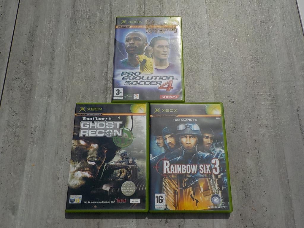 3 jeux Xbox originaux Rainbow Six 3 Ghost Recon PES 4, Enlèvement ou Envoi, Comme neuf, Aventure et Action