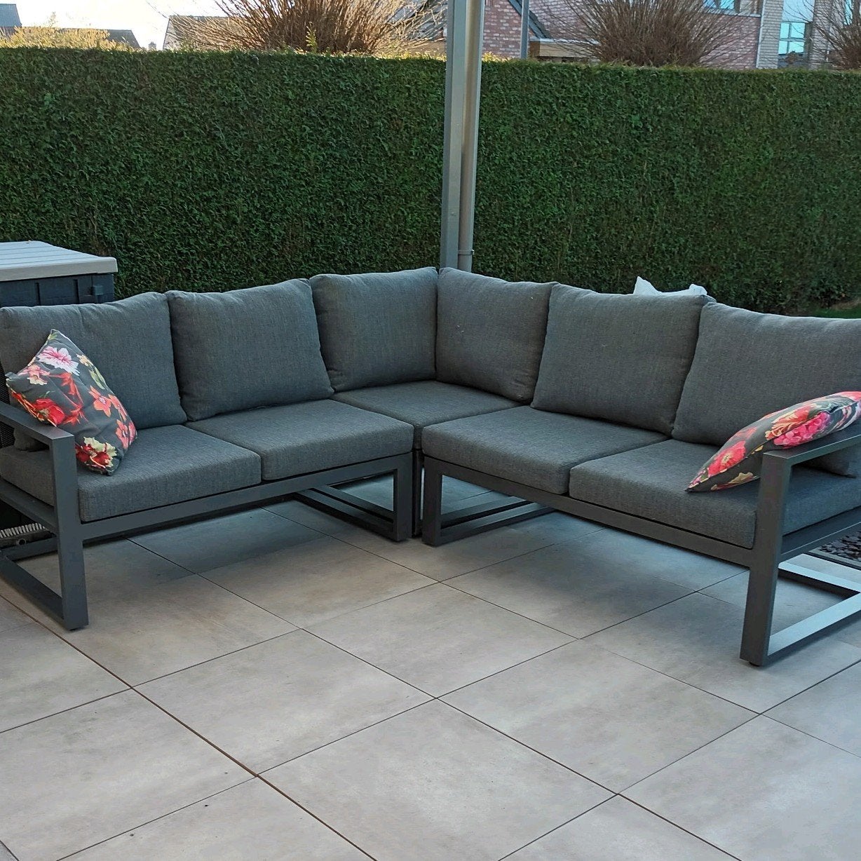 Ensemble jardin, Bois Leduc,couleur anthracite,, 5 places, Salons de jardin, Aluminium, Comme neuf