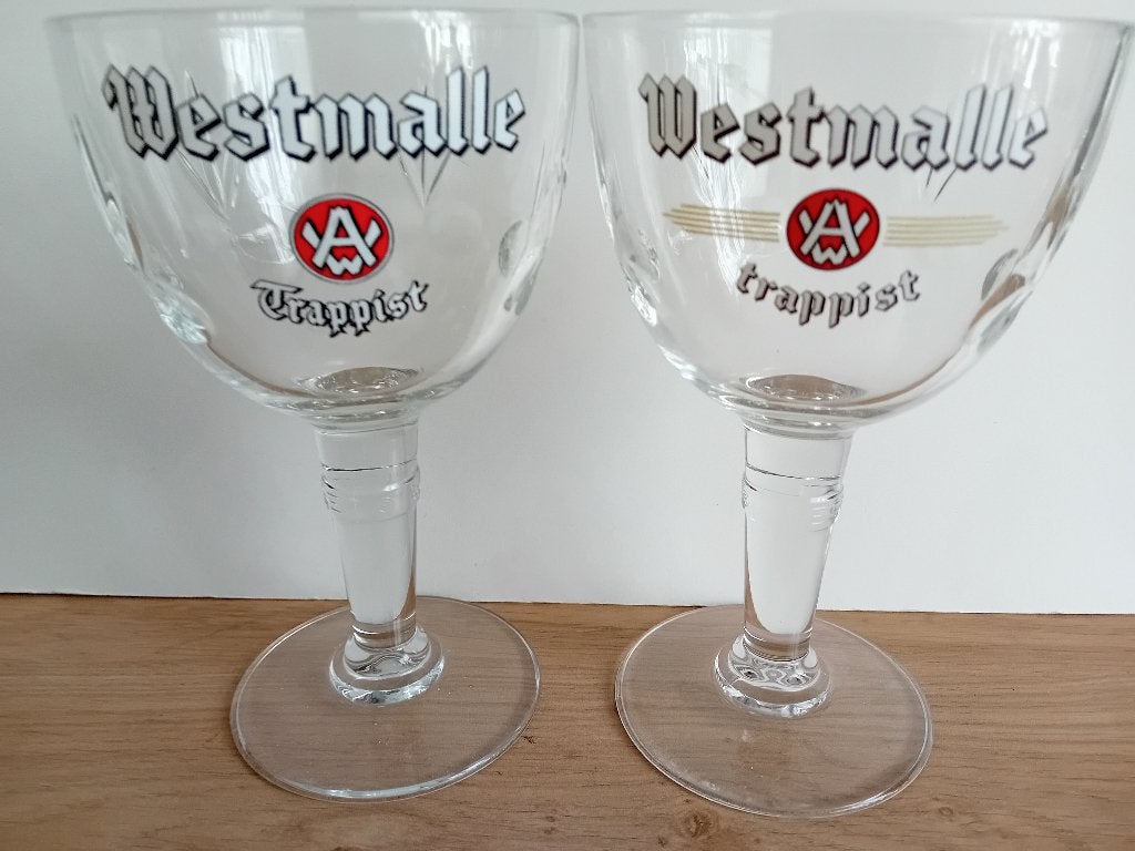 6 verschillende Westmalle trappisten glazen, Verzamelen, Ophalen of Verzenden, Zo goed als nieuw, Glas of Glazen, Overige merken
