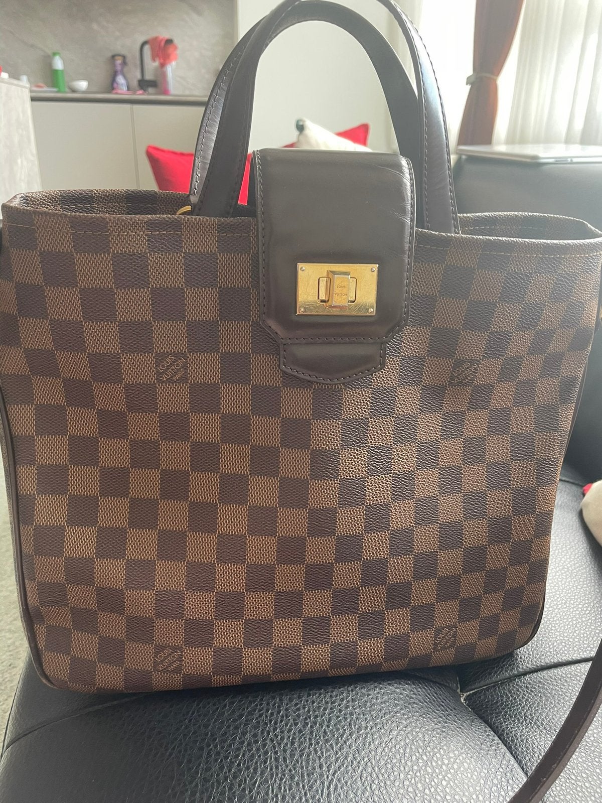LOUIS VUITTON – CABAS ROSEBERY DAMIER ÉBÈNE, Enlèvement, Comme neuf, Rouge