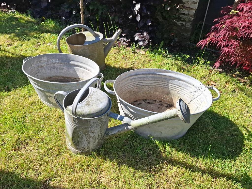 bassines et arrosoirs en galvanisé, Tuin en Terras, Gieters, Ophalen, Gebruikt, Metaal