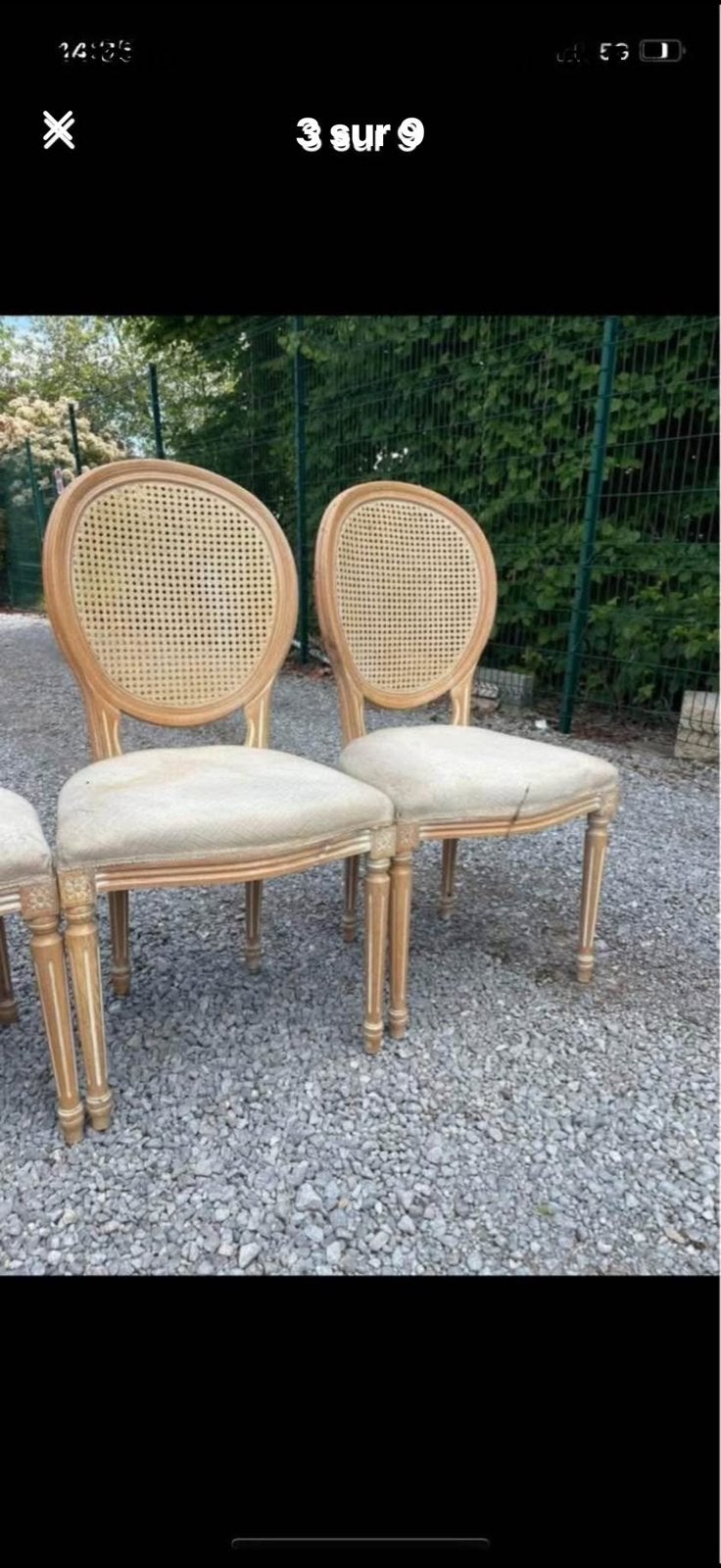 Chaises médaillon  style Louis XVI - dossier canné rotin, Maison & Meubles, Chaises, Enlèvement, Bois, Une