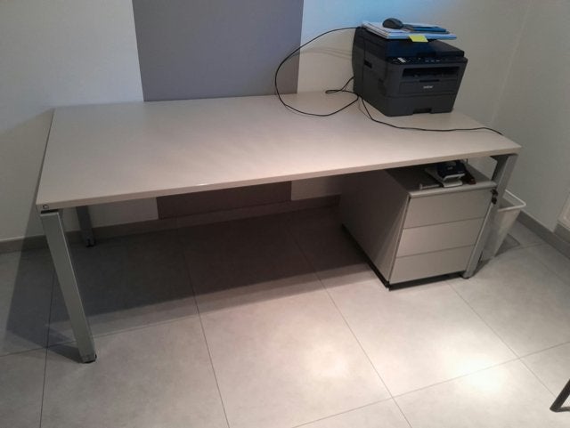 bureau + ladenwagen, Huis en Inrichting, Ophalen, 180 cm, Zo goed als nieuw, Grijs