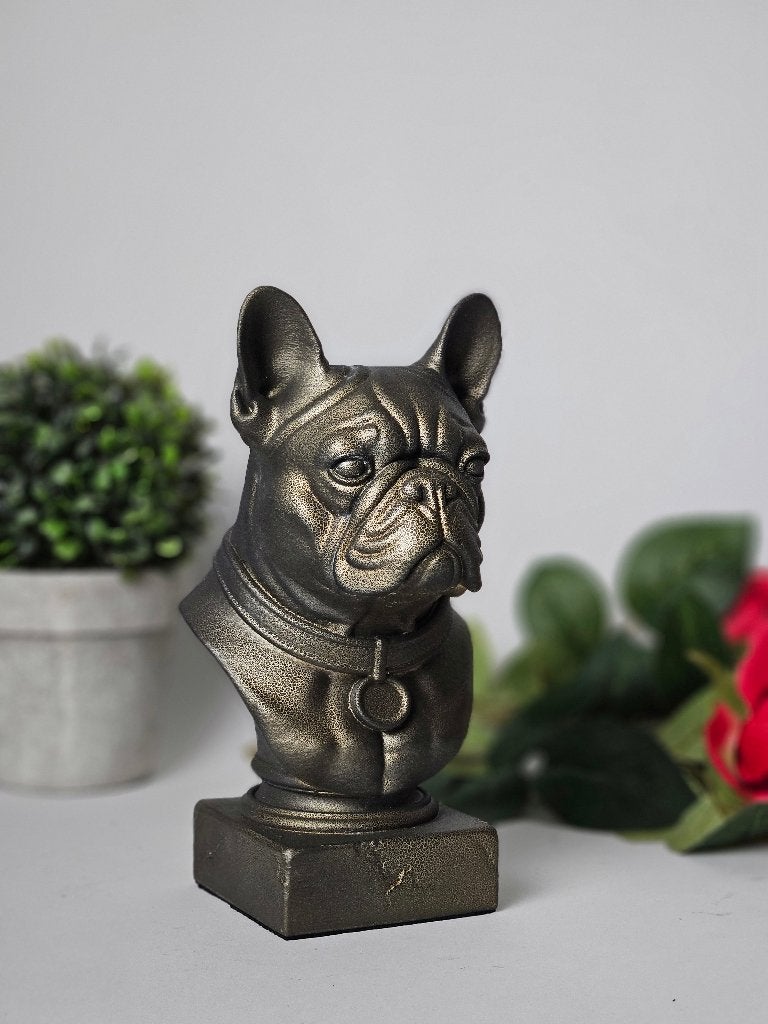 Brons Franse Bulldog Buste Beeld op Sokkel (20cm / 1.2kg), Ophalen of Verzenden, Brons, 20 - 50 cm, Op sokkel