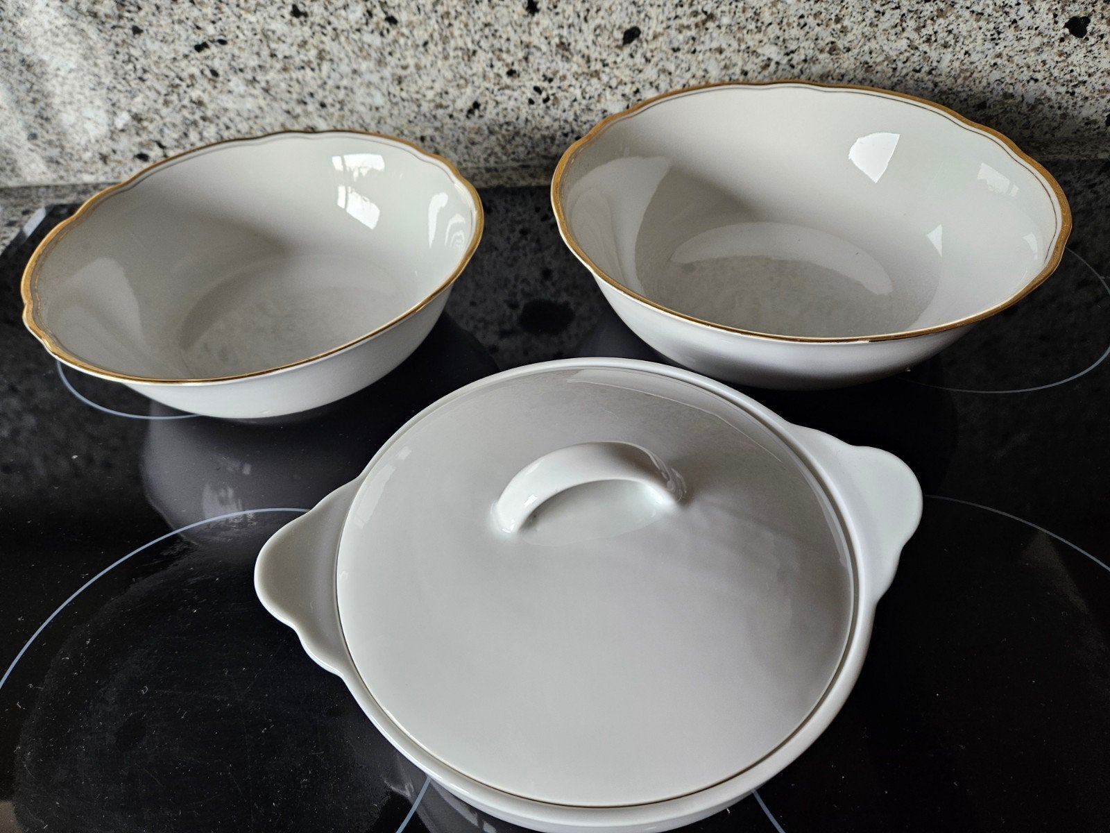 vintage kommen met gouden randje, Ophalen of Verzenden