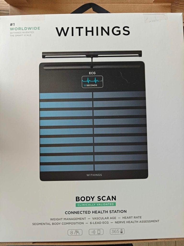 WITHINGS Body Scan Black - Slimme weegschaal, Ophalen, 1 tot 500 gram, Nieuw, 100 kg of meer