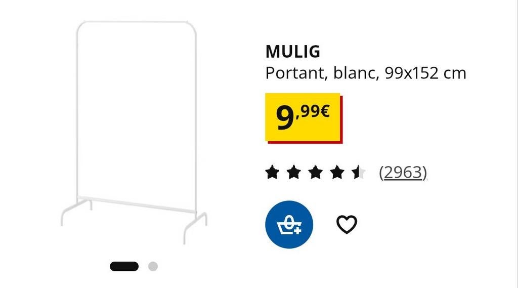 Porte manteau MULIG Ikea, Ophalen, Zo goed als nieuw, Metaal, Staande kapstok