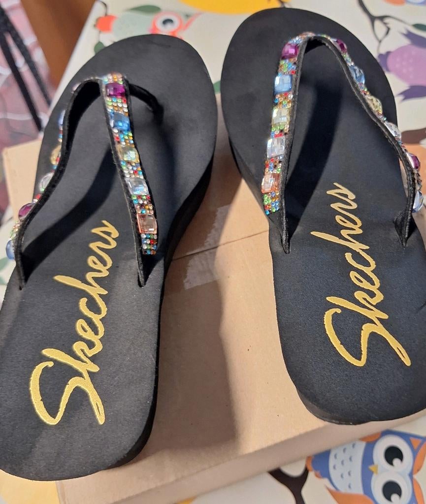 Skechers open sandaal, zwart, Ophalen, Zwart