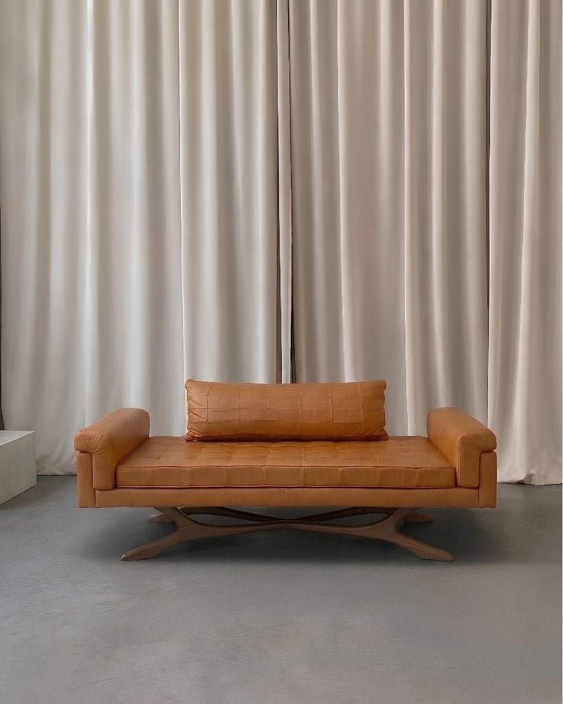 Studio F. de Boussy design lounge (handmade), Ophalen, Leer, Rechte bank, Driepersoons