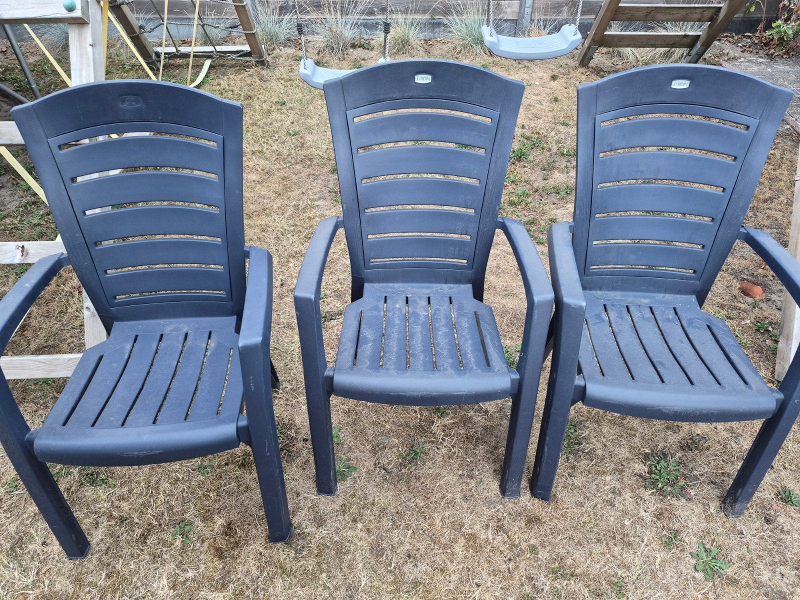 3 x tuinstoelen, Ophalen, Gebruikt, Stapelbaar